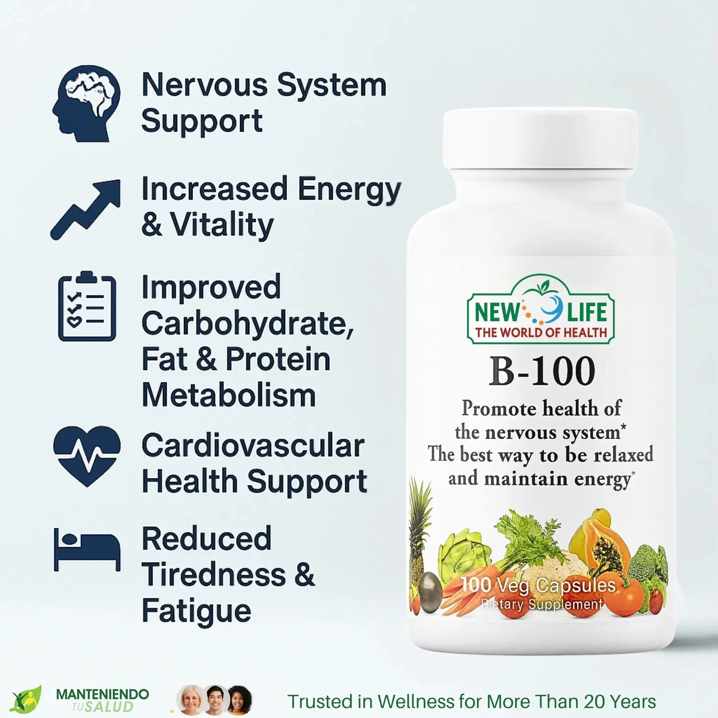 B-100, 100 Veg Capsules Manteniendo Tu Salud