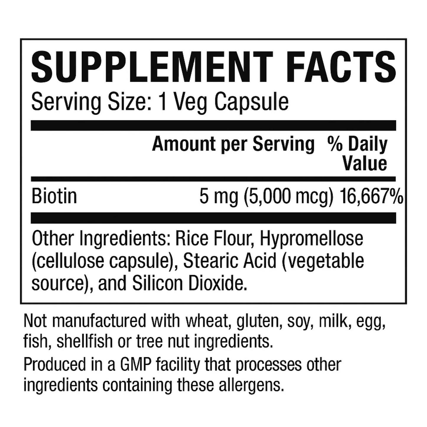 Biotin 5,000Mg, 60 Veg Capsules Manteniendo Tu Salud