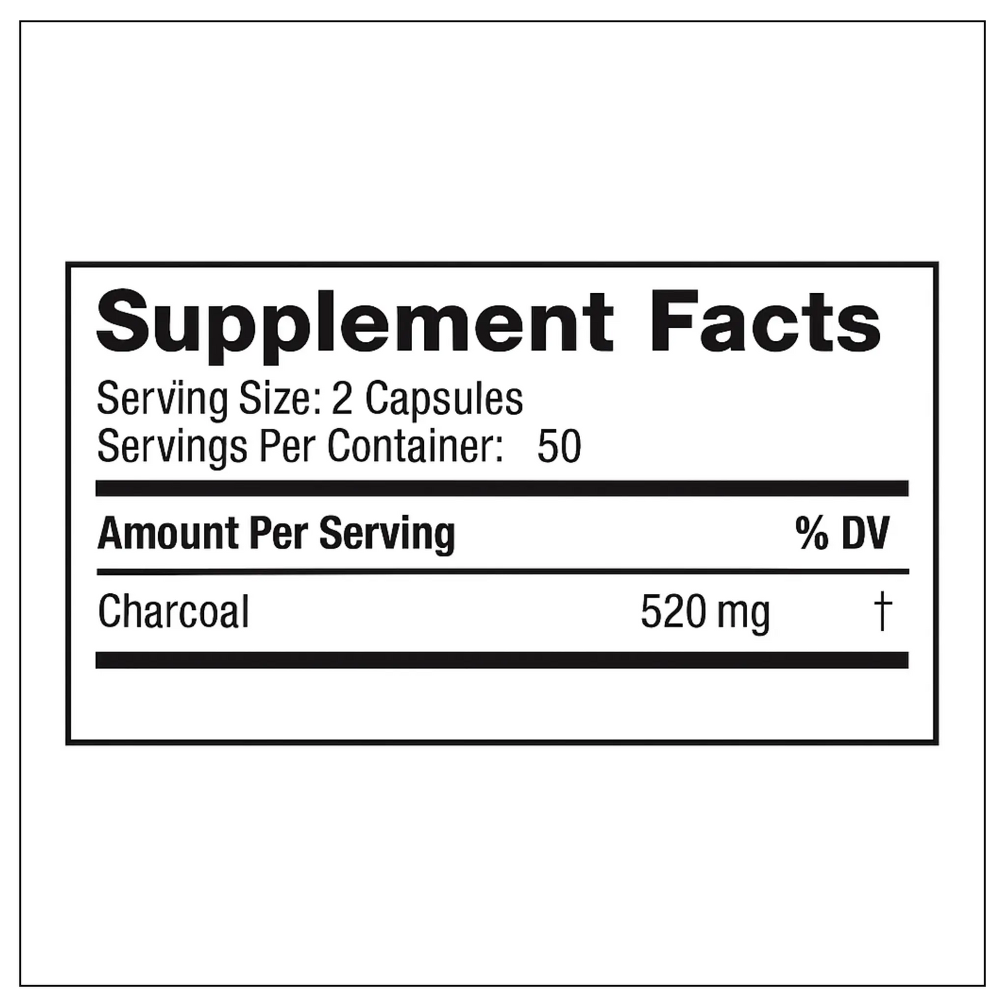 Charcoal Activated, 620mg, 100 Capsules Manteniendo Tu Salud