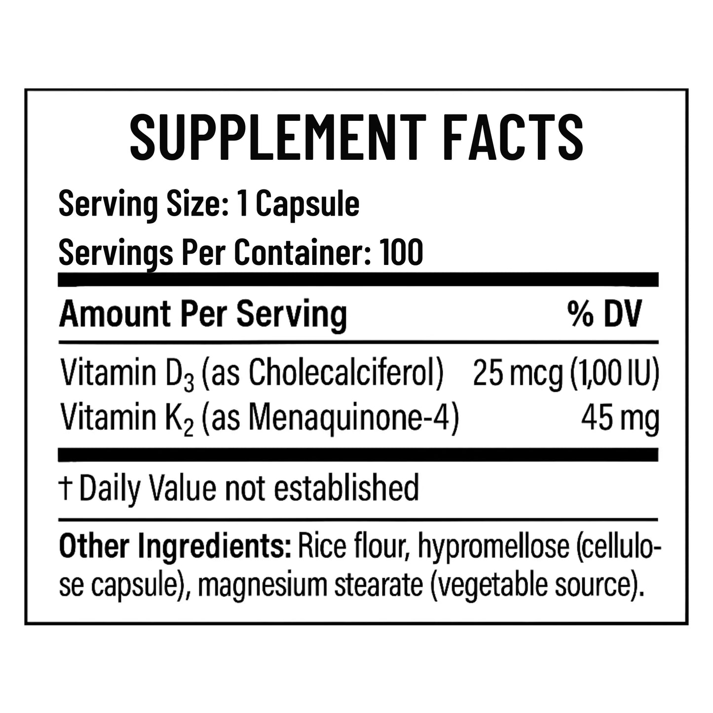 D-3 & K2, 120 Capsules Manteniendo Tu Salud