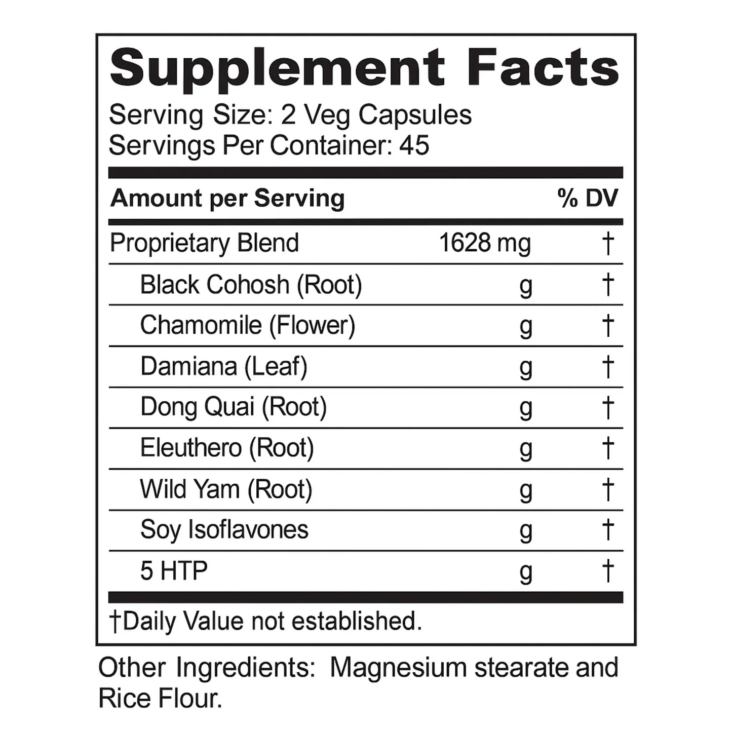 Female Hormonal Support, 1200mg,  90 Veg Capsules Manteniendo Tu Salud