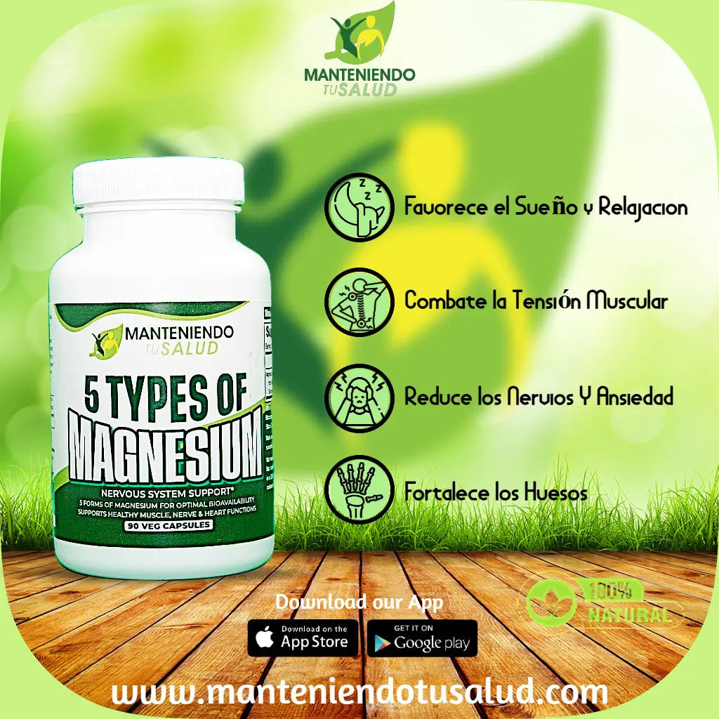 Five Types of Magnesium, 90 Veg Capsules Manteniendo Tu Salud