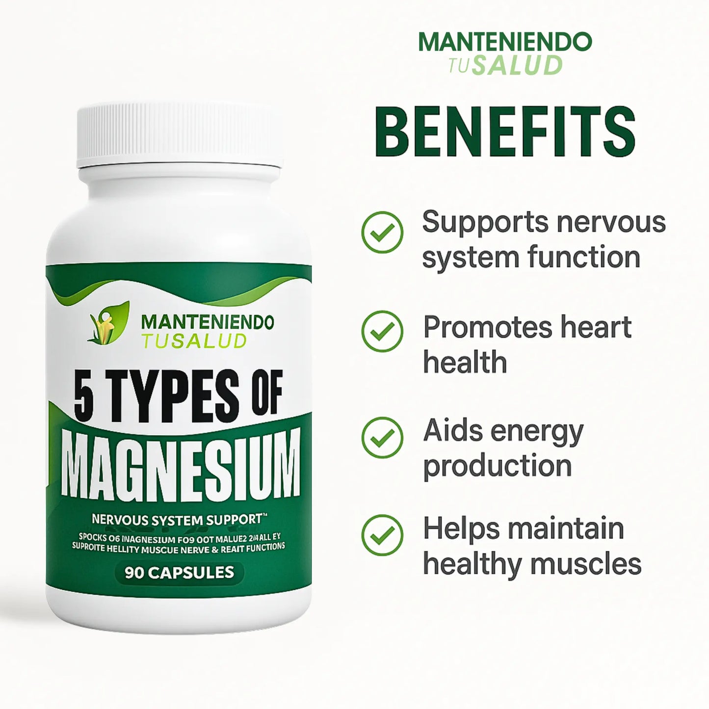 Five Types of Magnesium, 90 Veg Capsules Manteniendo Tu Salud