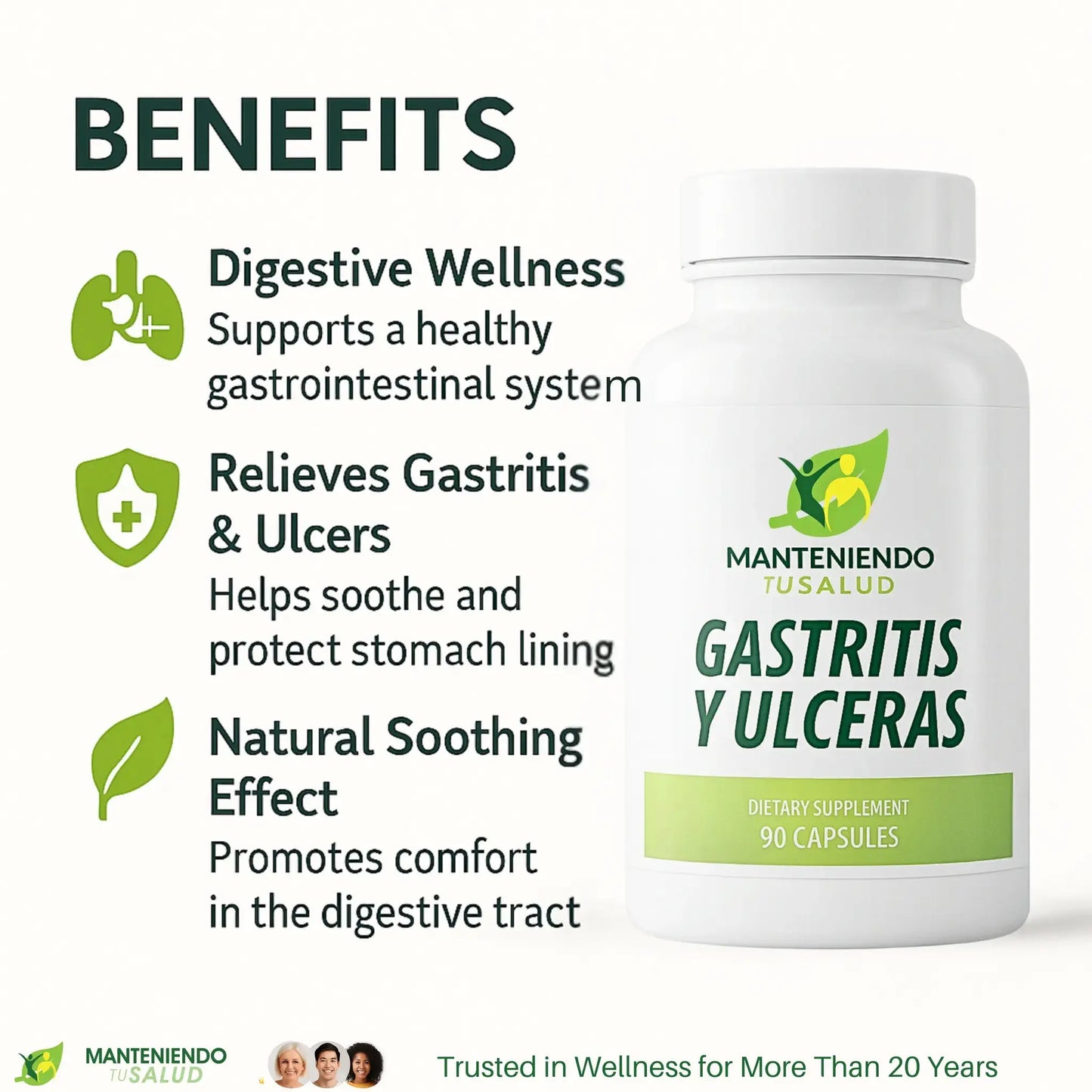 Gastritis y Ulceras, 90 Capsules Manteniendo Tu Salud