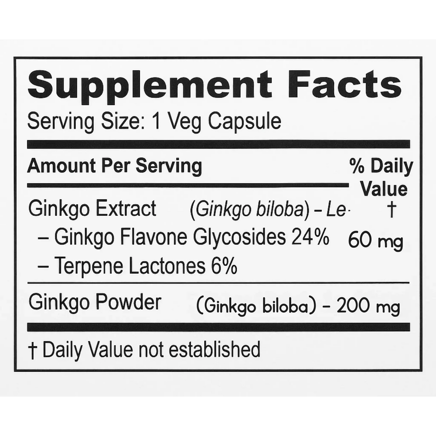 Ginkgo Biloba, 60mg, 60 Veg Capsules Manteniendo Tu Salud