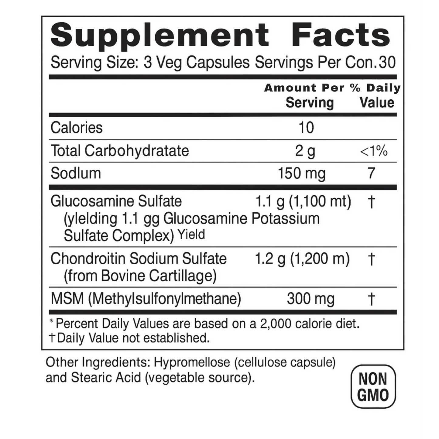 Glucosamine Chondroitin & Msm, 90 Veg Capsules Manteniendo Tu Salud