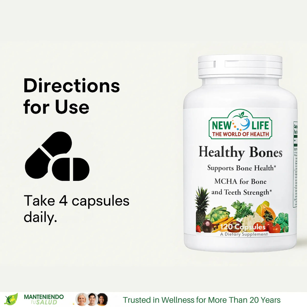 Helthy Bone New Life Healthy Bones, Bone Support, Trace Minerals, 120 Capsules ...