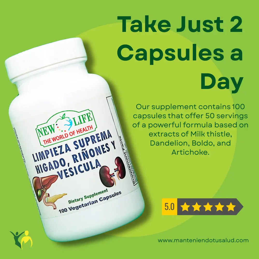 
                  
                    Limpieza Suprema Hígado Riñones y Vesícula, 100 Veg Capsules Manteniendo Tu Salud
                  
                