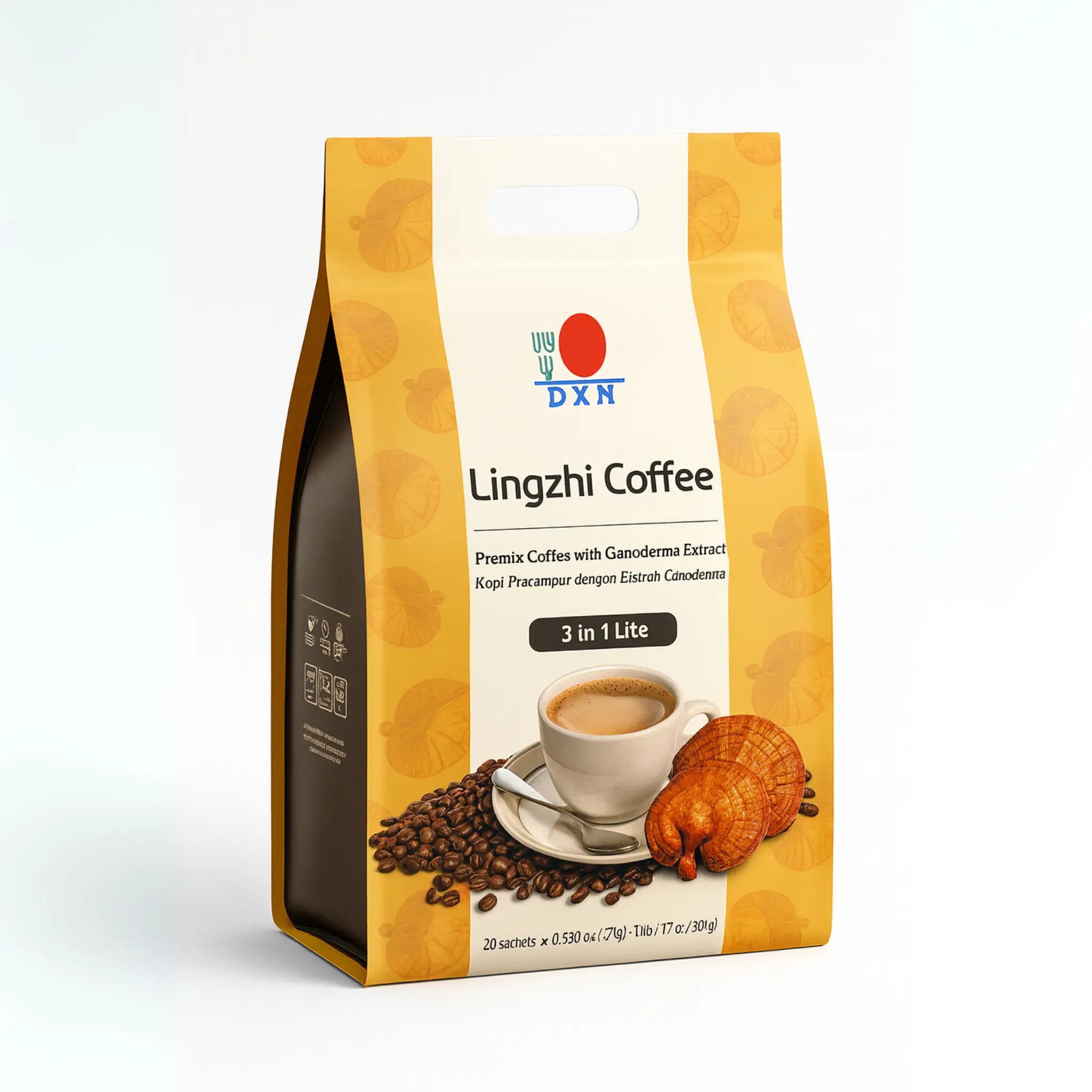 DXN Lingzhi Coffee 3-in-1 – 40 Packs Ganoderma Reishi Instant Coffee, Halal, No Preservatives