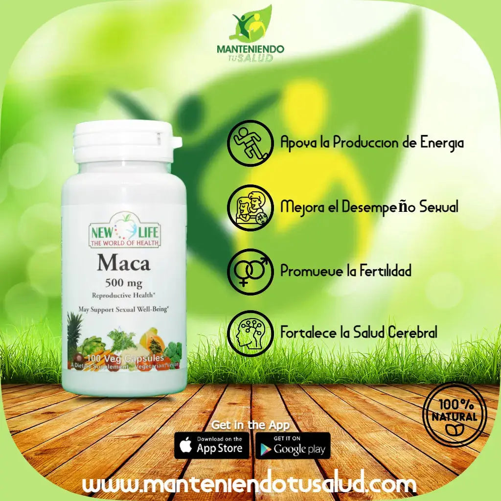 
                  
                    Maca, 500mg, 100 Veg Capsules Manteniendo Tu Salud
                  
                