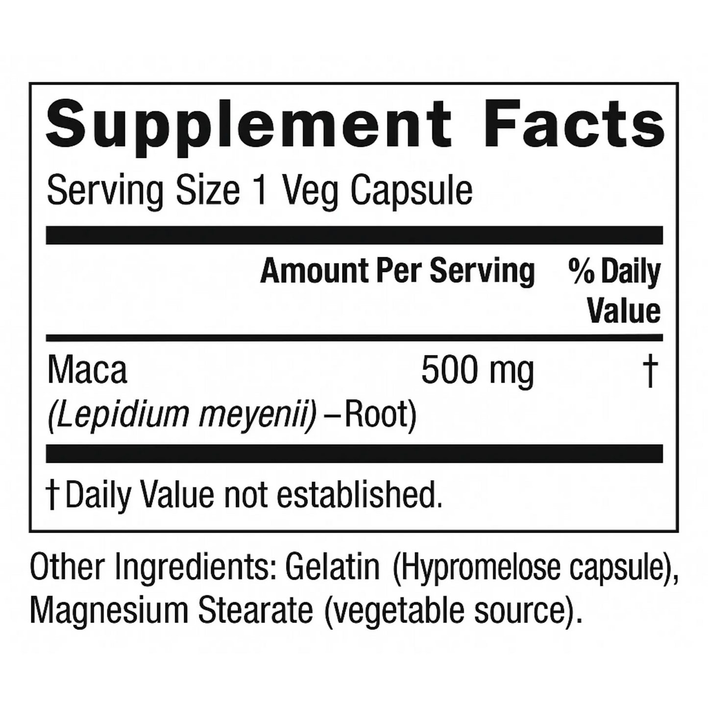 Maca, 500mg, 100 Veg Capsules Manteniendo Tu Salud