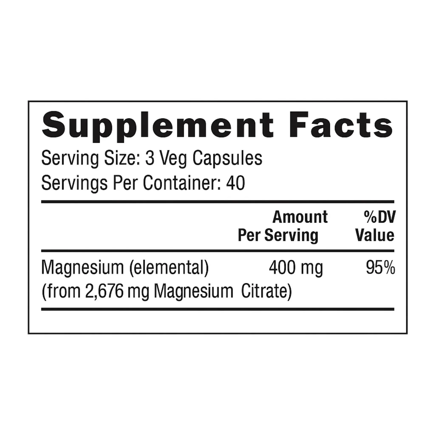 Magnesium Citrate, 400mg, 120 Veg Capsules Manteniendo Tu Salud