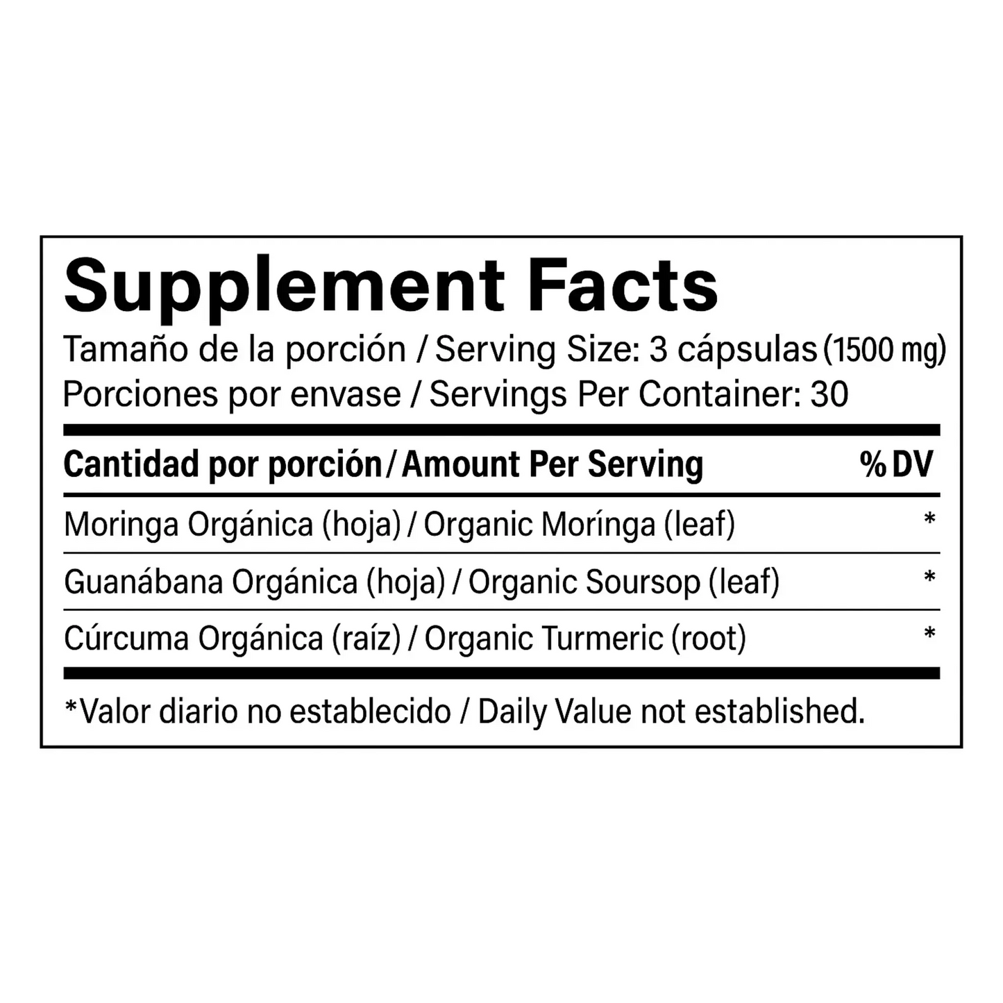 Moringa, Guanaba y Curcuma, 90 Capsules Manteniendo Tu Salud