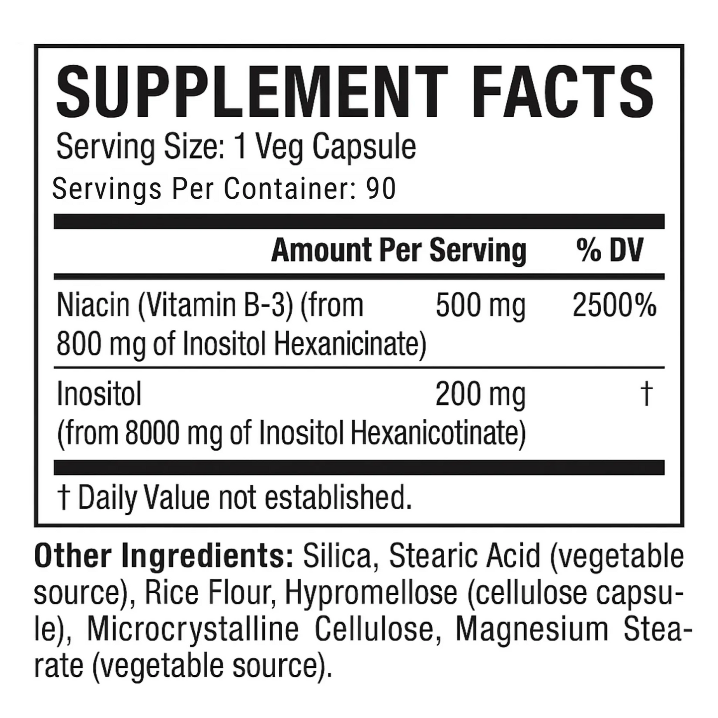 Niacin 500Mg, 90 Veg Capsules Manteniendo Tu Salud