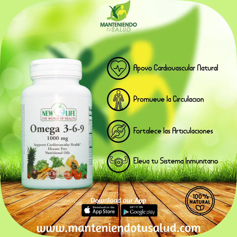 
                  
                    Omega 3-6-9, 1000mg, 100 Softgels Manteniendo Tu Salud
                  
                