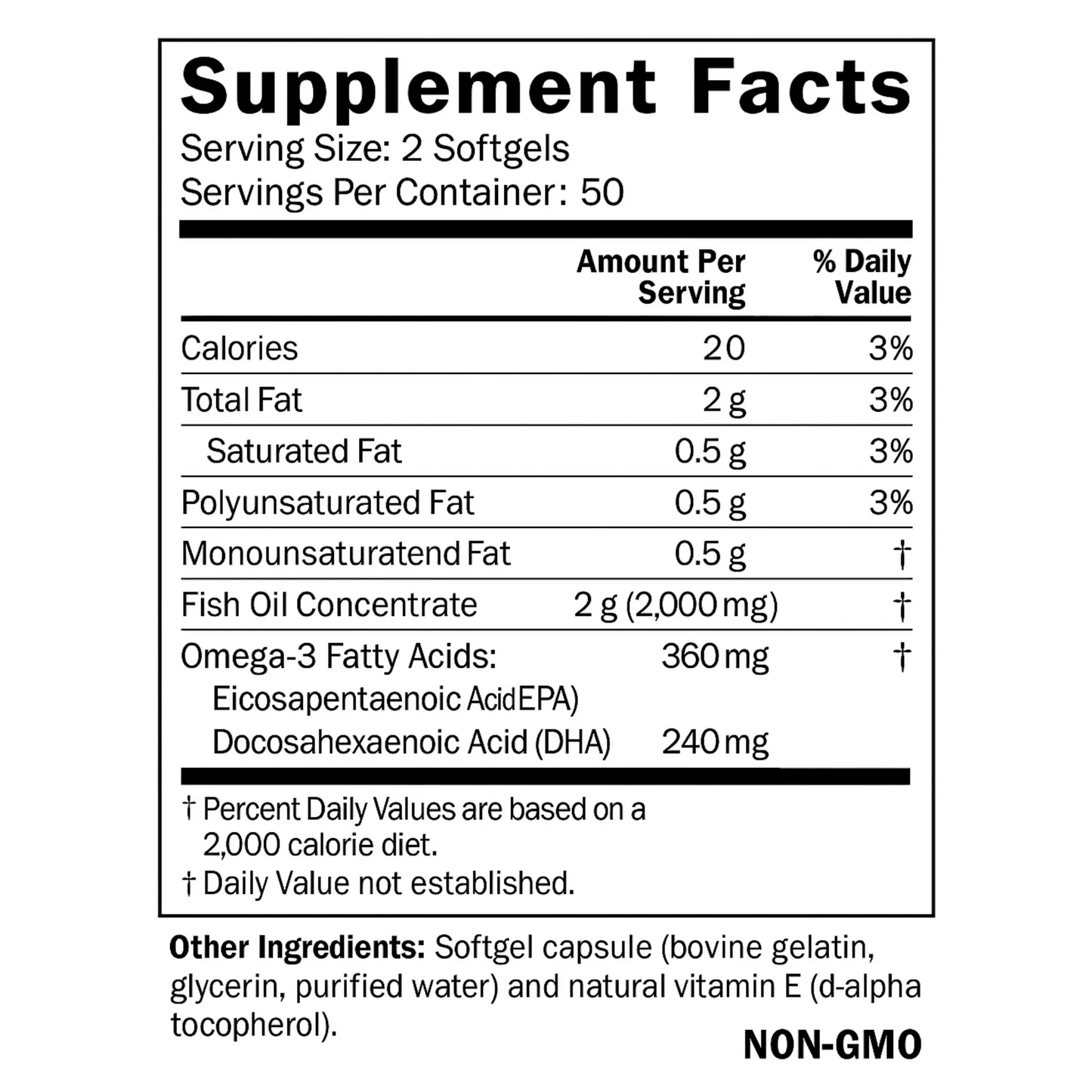 Omega 3, 2000mg, 100 Softgels Manteniendo Tu Salud