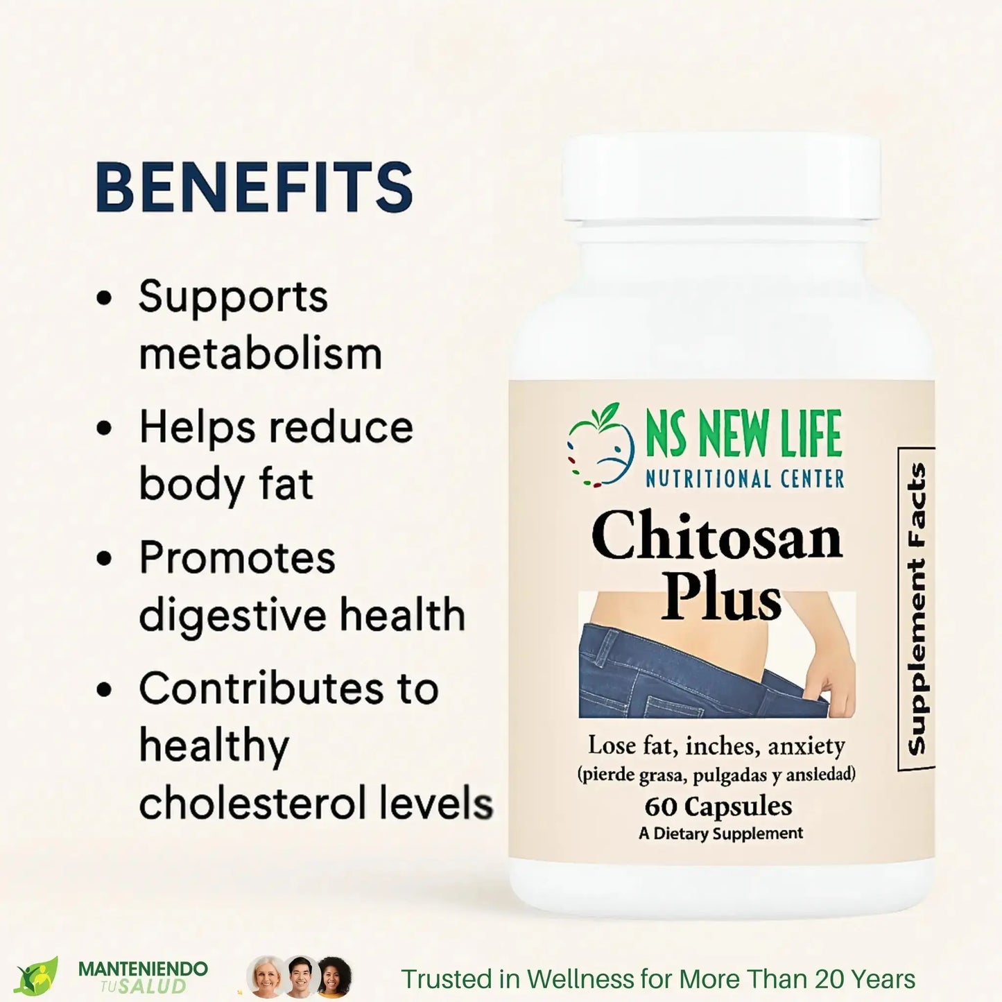 Chitosan Plus, 1,500mg, 60 Capsules Manteniendo Tu Salud