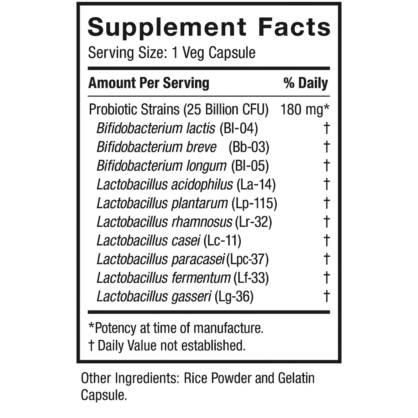 Probiotic 25 Billion, 50 Veg Capsules Manteniendo Tu Salud