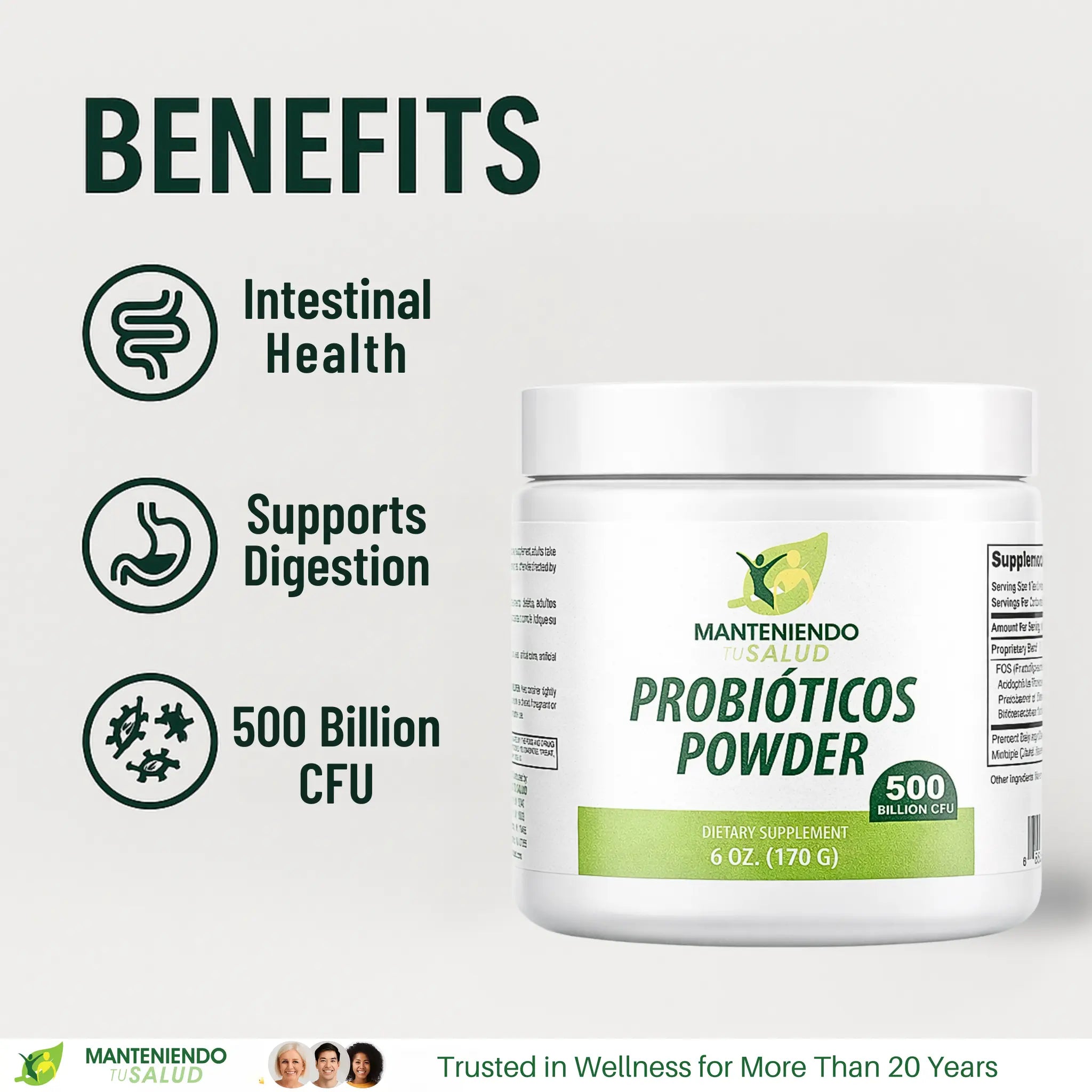 Manteniendo Tu Salud Probiotic Powder, Digestive Support, 6 Oz