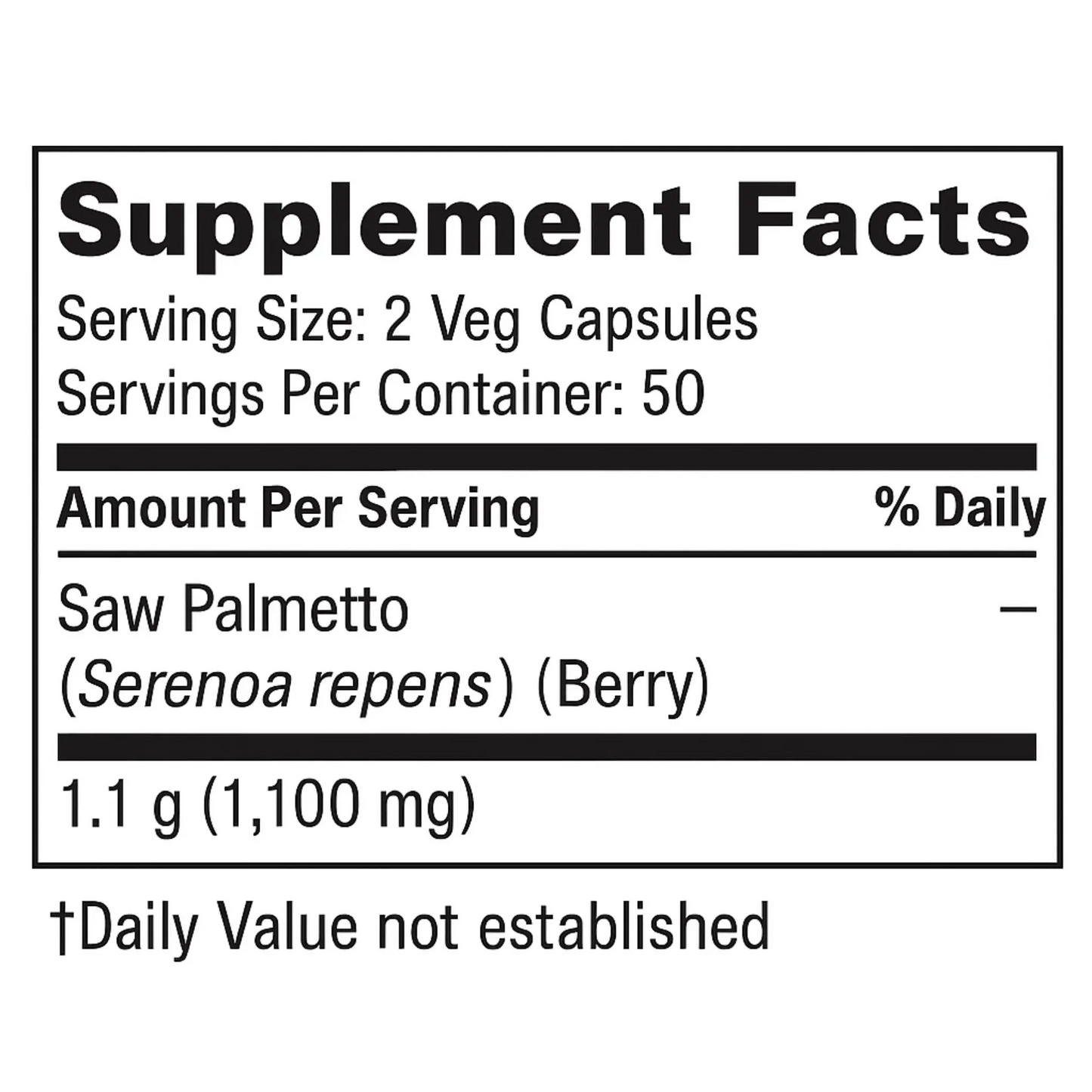 Saw Palmetto 1100 mg, 100 Veg Capsules Manteniendo Tu Salud