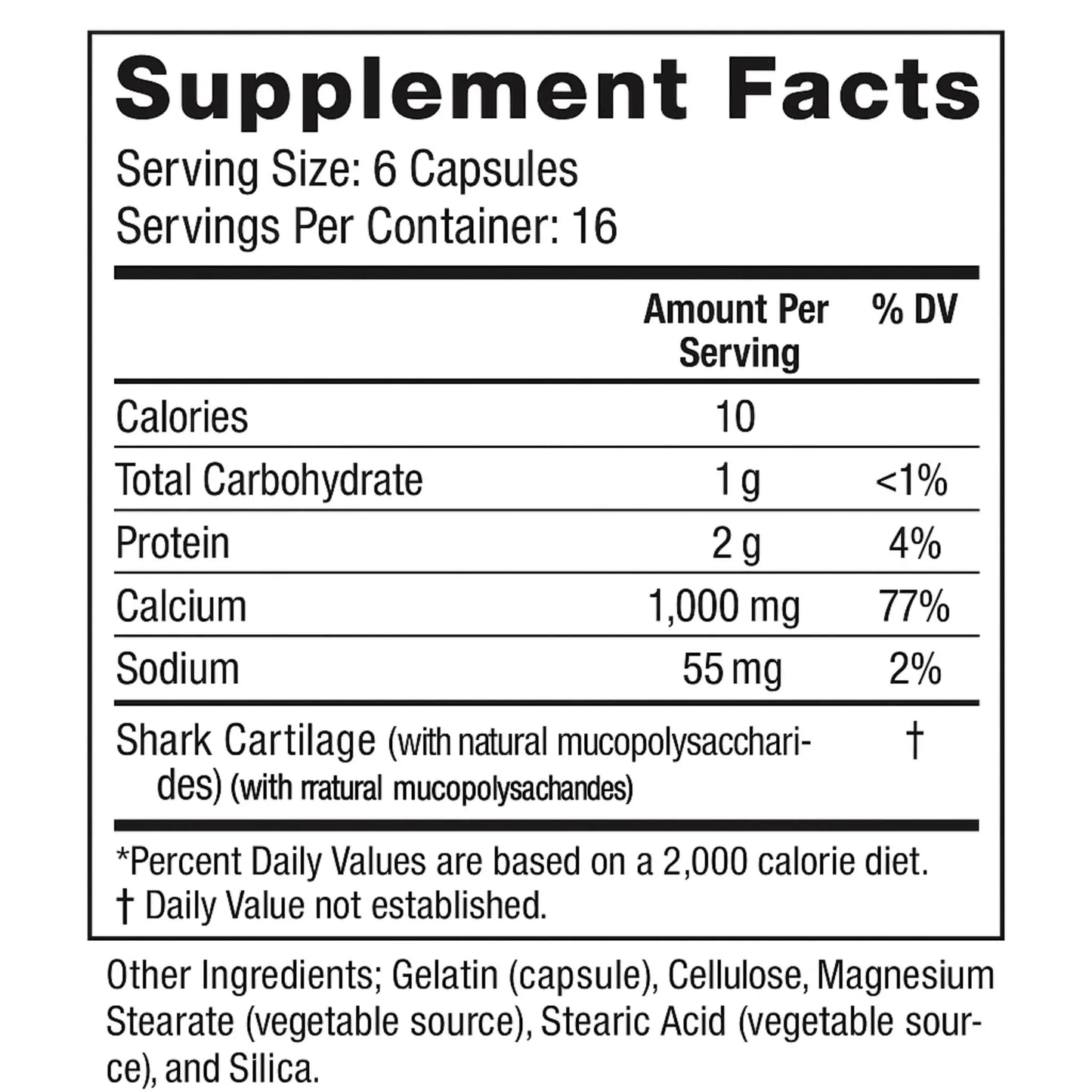 Shark Cartilage, 750mg, 100 Capsules Manteniendo Tu Salud