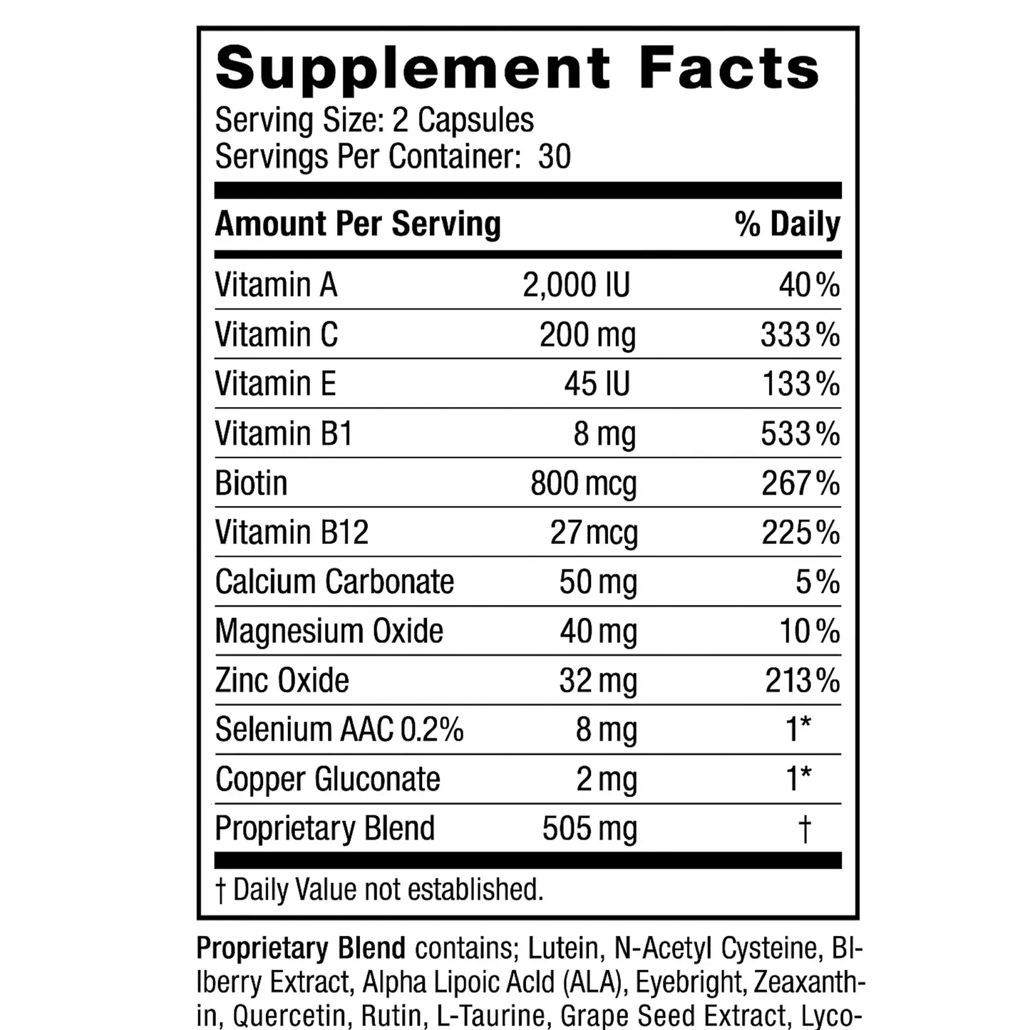 Soporte para los Ojos, 60 Capsules Manteniendo Tu Salud