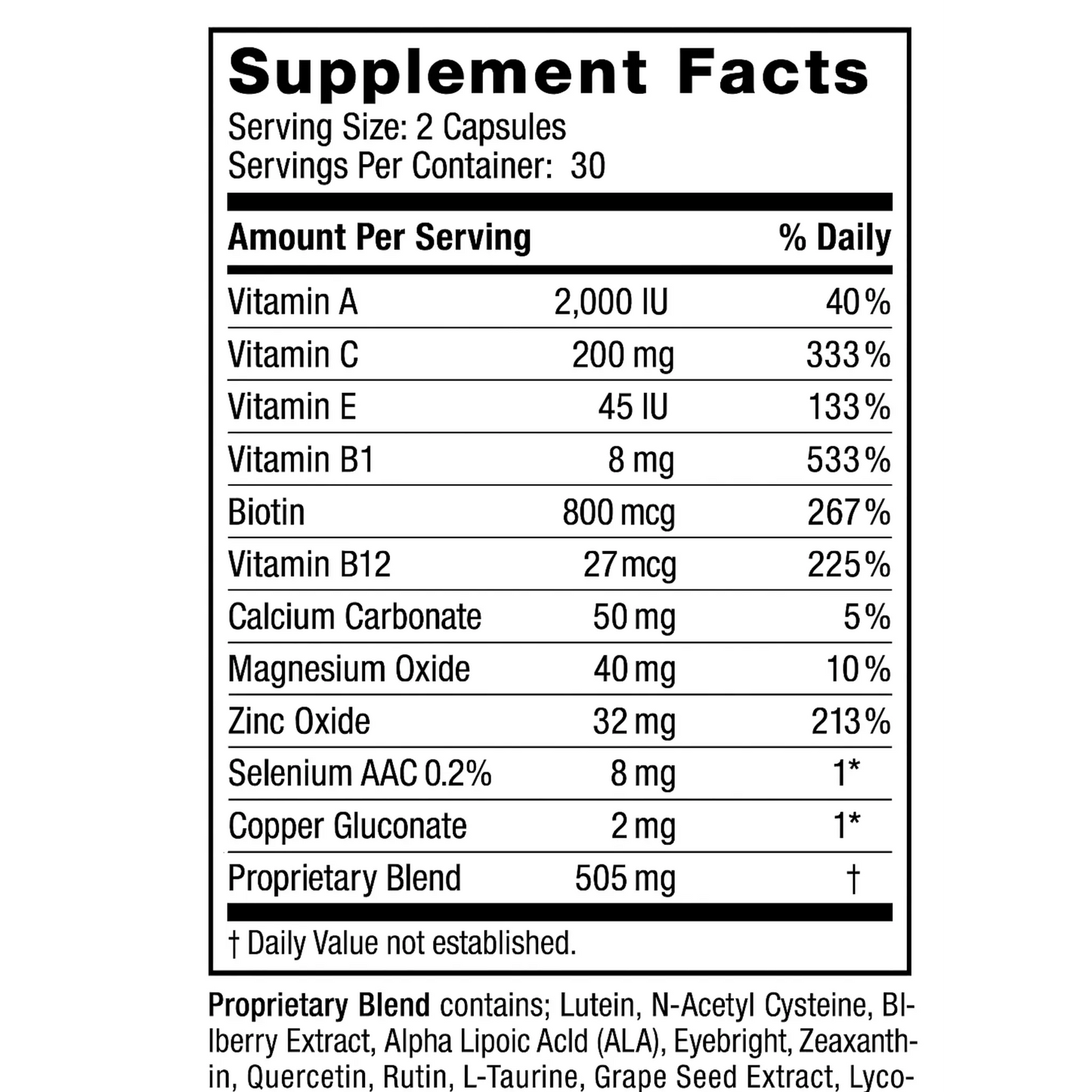 Soporte para los Ojos, 60 Capsules Manteniendo Tu Salud