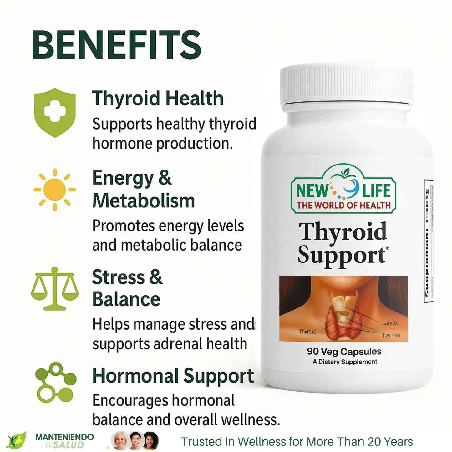 Thyroid Support, 90 Veg Capsules Manteniendo Tu Salud